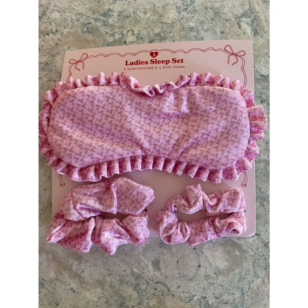 Target Pink Ruffled Eye Mask with Matching Scrunchies